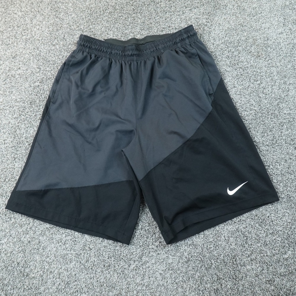 Nike Shorts Mens L Black Gray Dri Fit Swoosh Performance Athletic Workout Gym